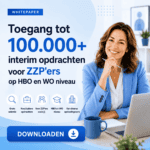 Cover van de whitepaper 'De Toegangcode', met uitleg over de vijf bronnen voor interim-opdrachten en de strategie per bron voor zzp'ers